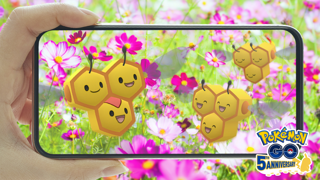 Pokemon Go 綺麗なお花畑の写真を撮っていたら ミツを集めに来た ミツハニー が映り込んできま 21 09 14 ゲームニュース速報gmchk