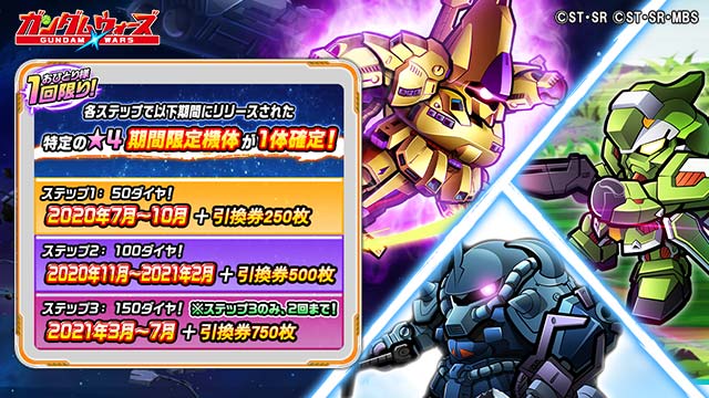 Line ガンダム ウォーズ もうすぐ終了 ステップアップガシャ が本日23 59まで ステップ別 21 10 18 ゲームアプリ速報gmchk