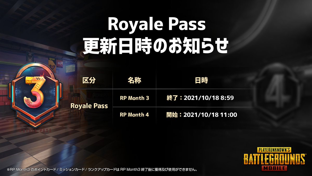 Pubg Mobile お知らせ 10 18 月 8 59に Royale Pass Month3 21 10 12 ゲームアプリ速報gmchk