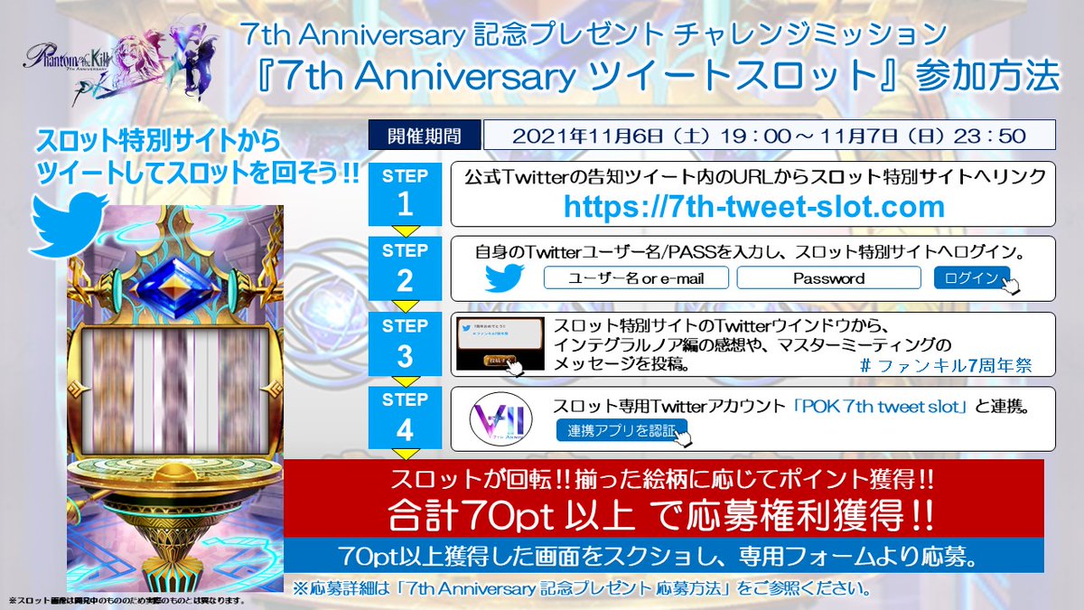 ファンキル 参加方法 7th Anniversaryツイートスロット 11 6 19 0 21 11 07 ゲーム速報gmchk