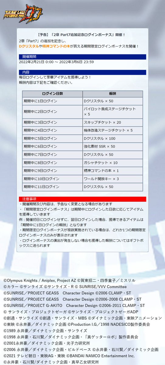 Super Robot Dd Login Bonus For A Limited Time Will Be Held To Commemorate The Addition Of Chapter 2 Part 7 D Crysta 22 02 Game Breaking News Gmchk